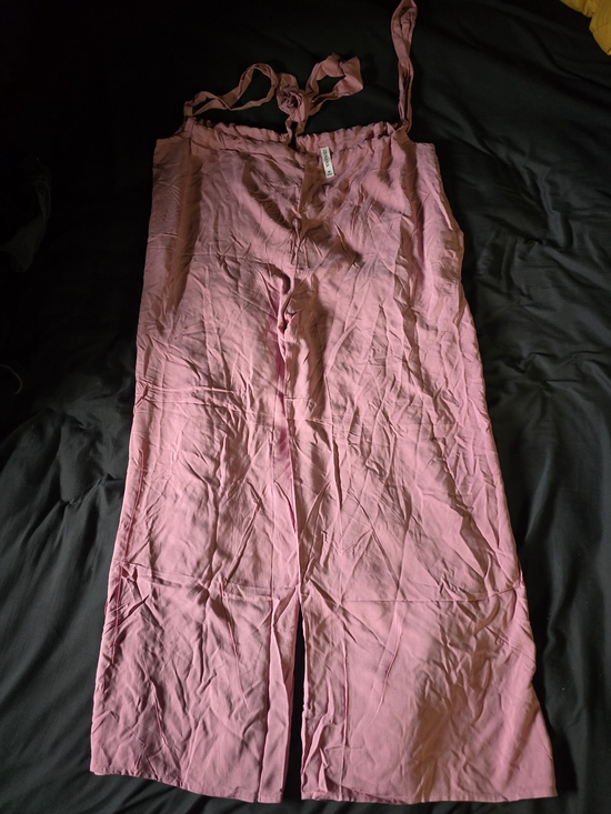 Zenana Outfitters Pants - Zenana Outfitters Dusty Rose Tie-Strap Wide-Leg Jumpsuit